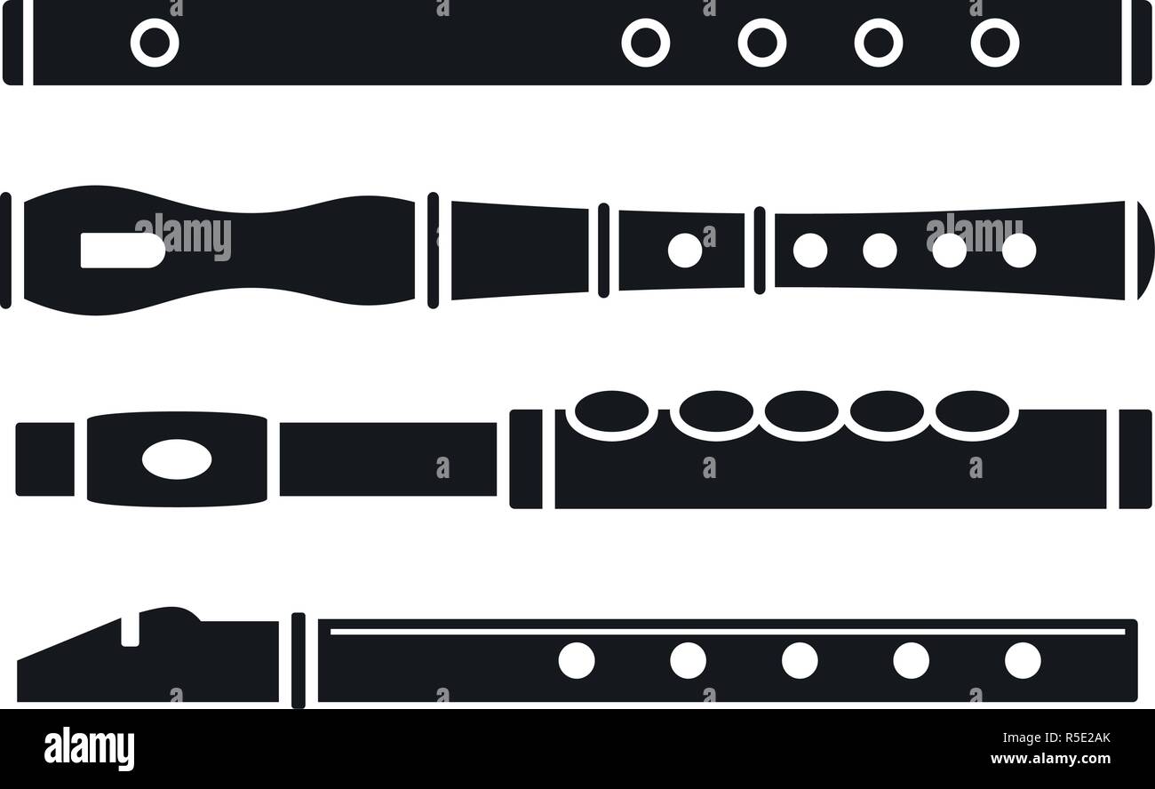 Flute instrument icon set. Simple set of flute instrument vector icons for web design on white