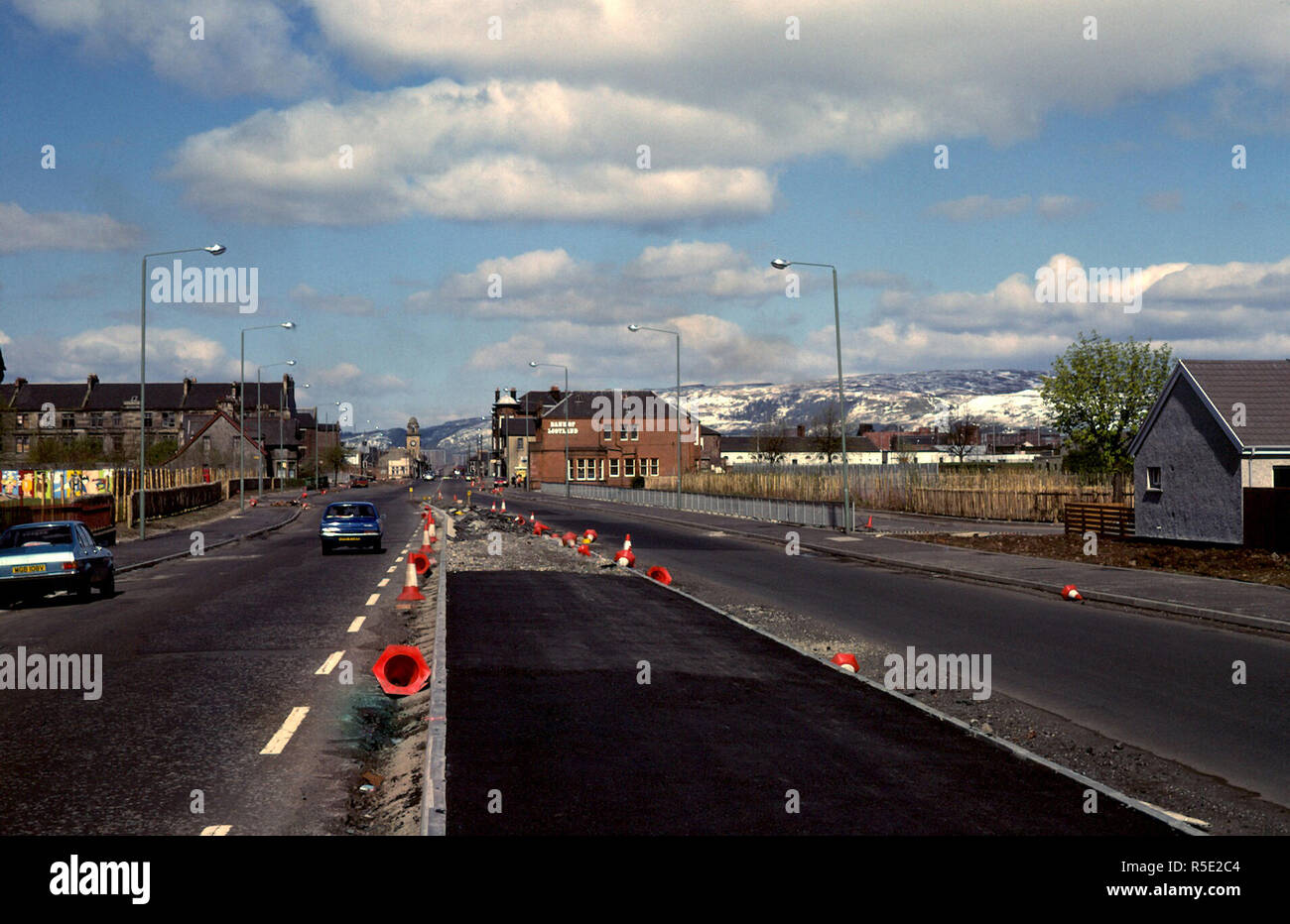 New central reservation being constructed on Glasgow Road in Clydebank