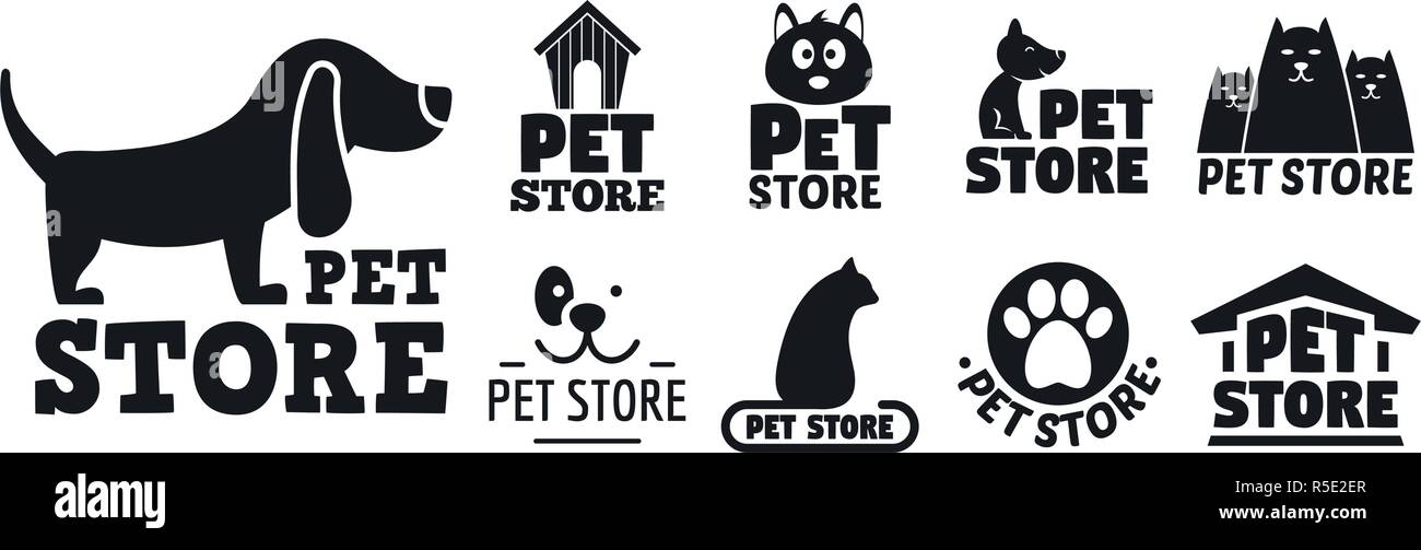 Open Pet Store Logo Set Simple Set Of Open Pet Store Vector Logo