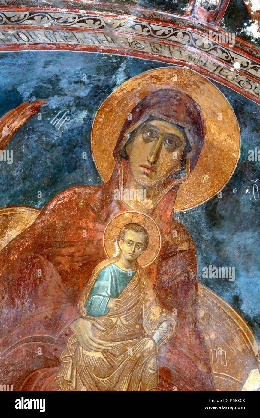 Mural painting (14th century), Church in Zarzma Monastery of Transfiguration, Samtskhe-Javakheti, Georgia Stock Photo