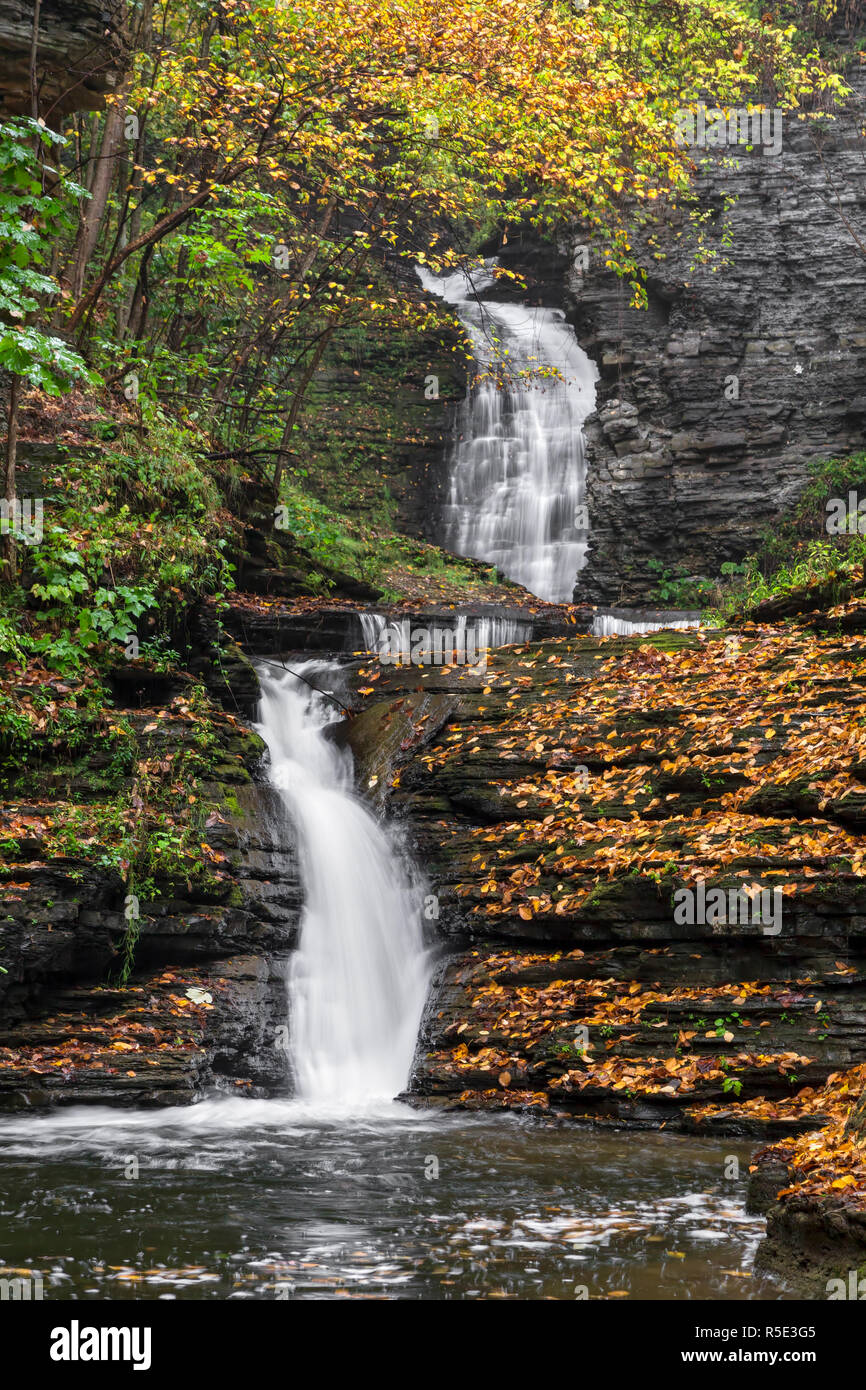Deckertown Falls, a beautiful waterfall with multiple drops in Montour