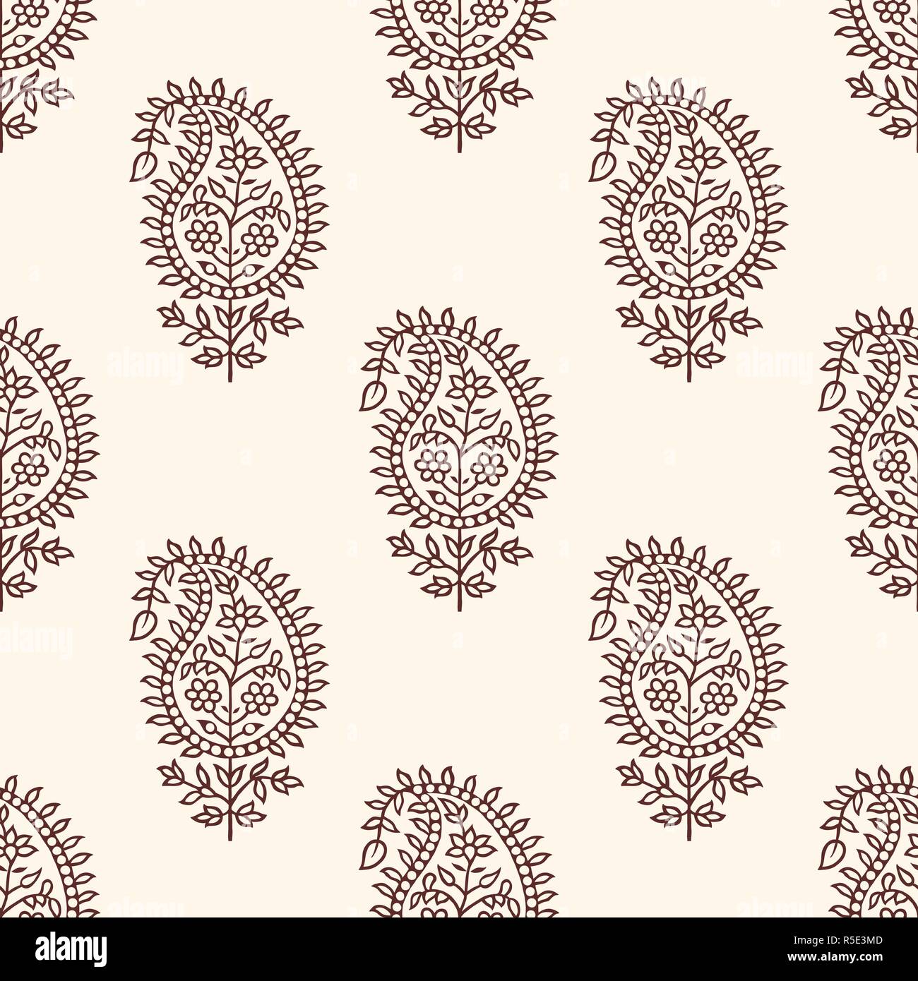 Seamless Traditional Indian Textile Fabric Pattern Stock Photo
