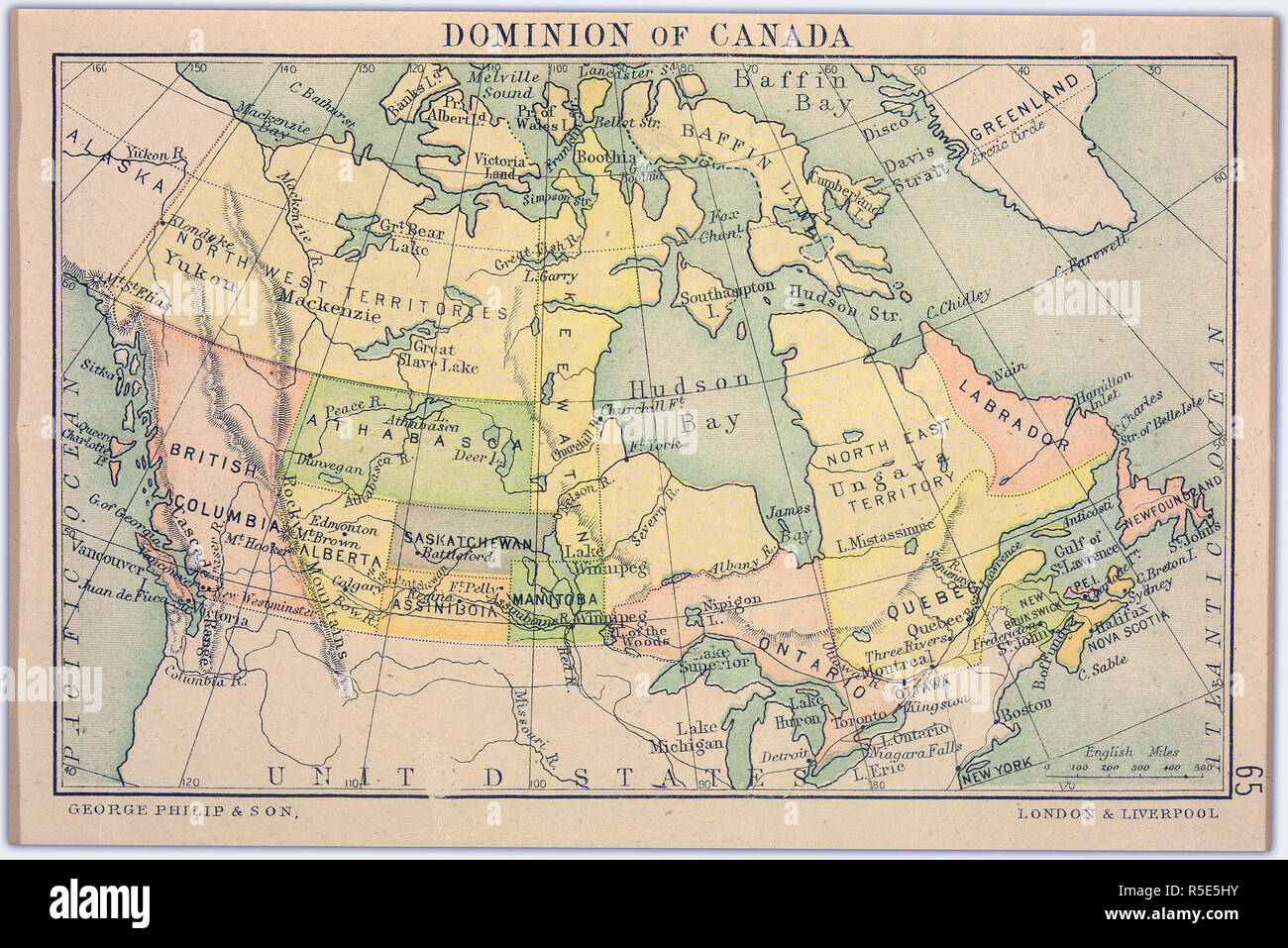 Map Of Canada 1860 Dominion Of Canada Map - Creator: Bartholomew, J. G. (John George), 1860-1920  Credit: Ubc Library Stock Photo - Alamy