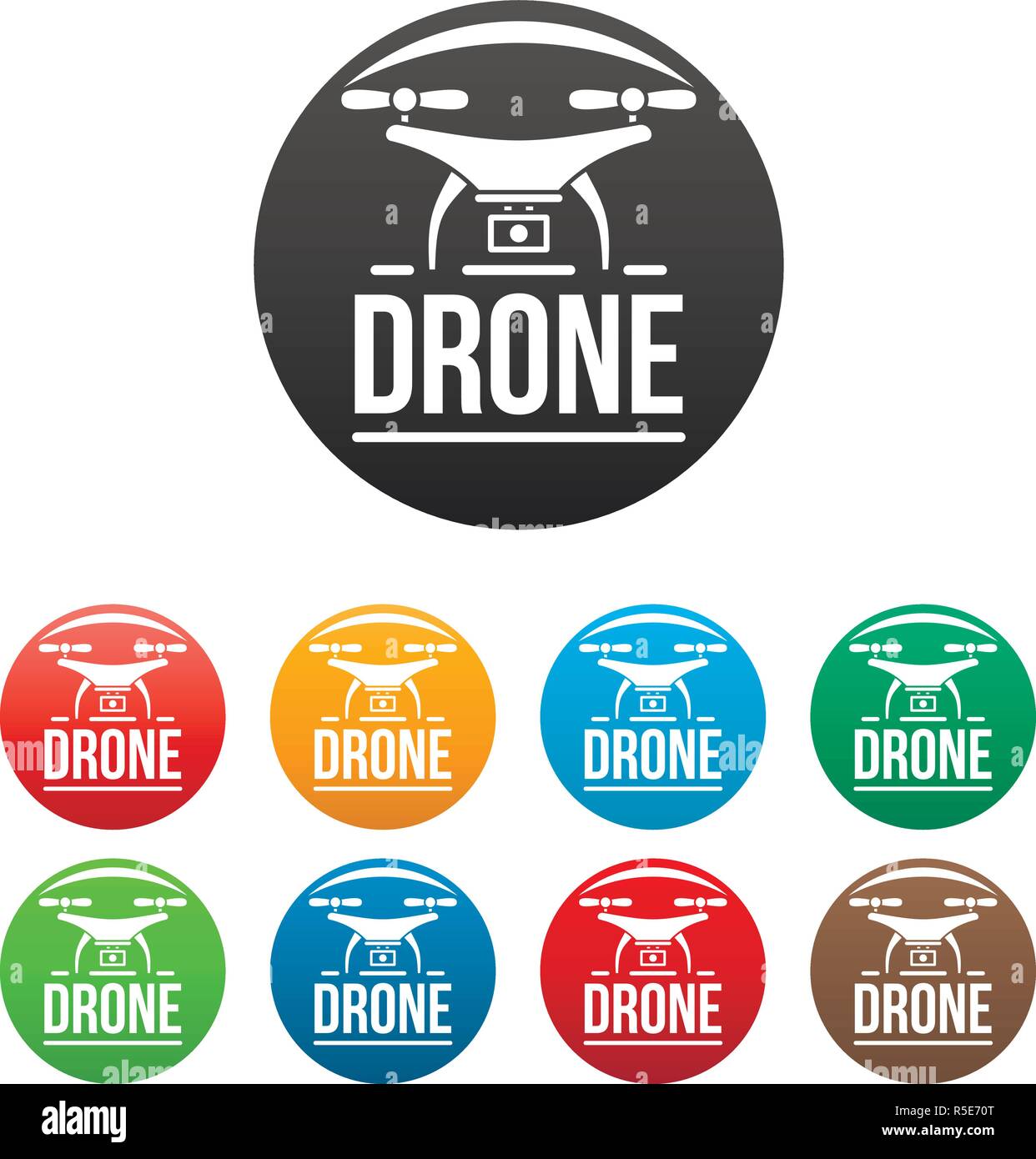 Camera drone icons set 9 color vector isolated on white for any design Stock Vector