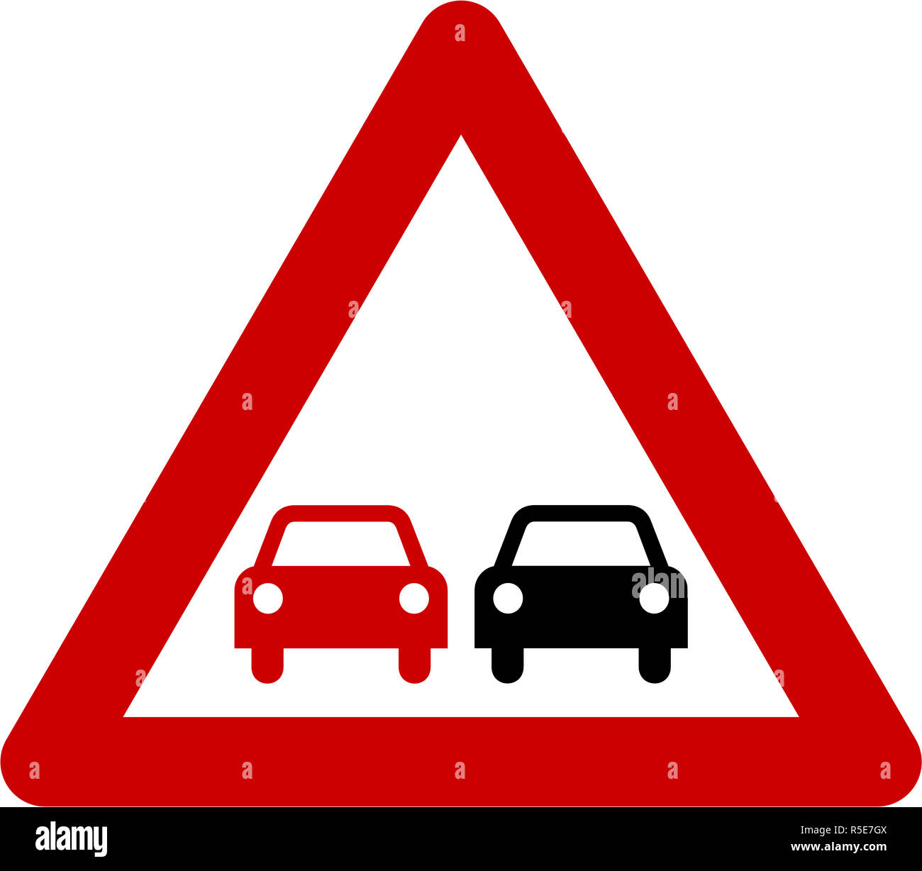 Warning sign with overtaking symbol Stock Photo Alamy