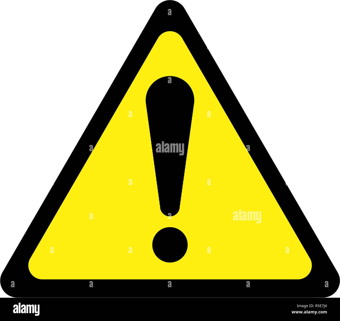 Yellow warning sign with exclamation mark symbol Stock Photo - Alamy