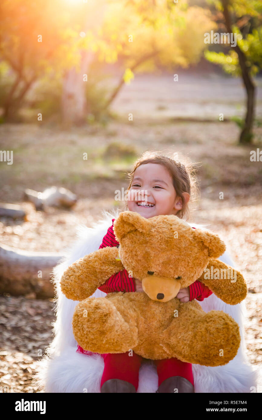 cute baby girl with teddy bear