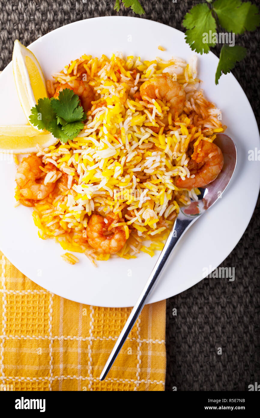 Indian Biryani with Shrimp Stock Photo - Alamy