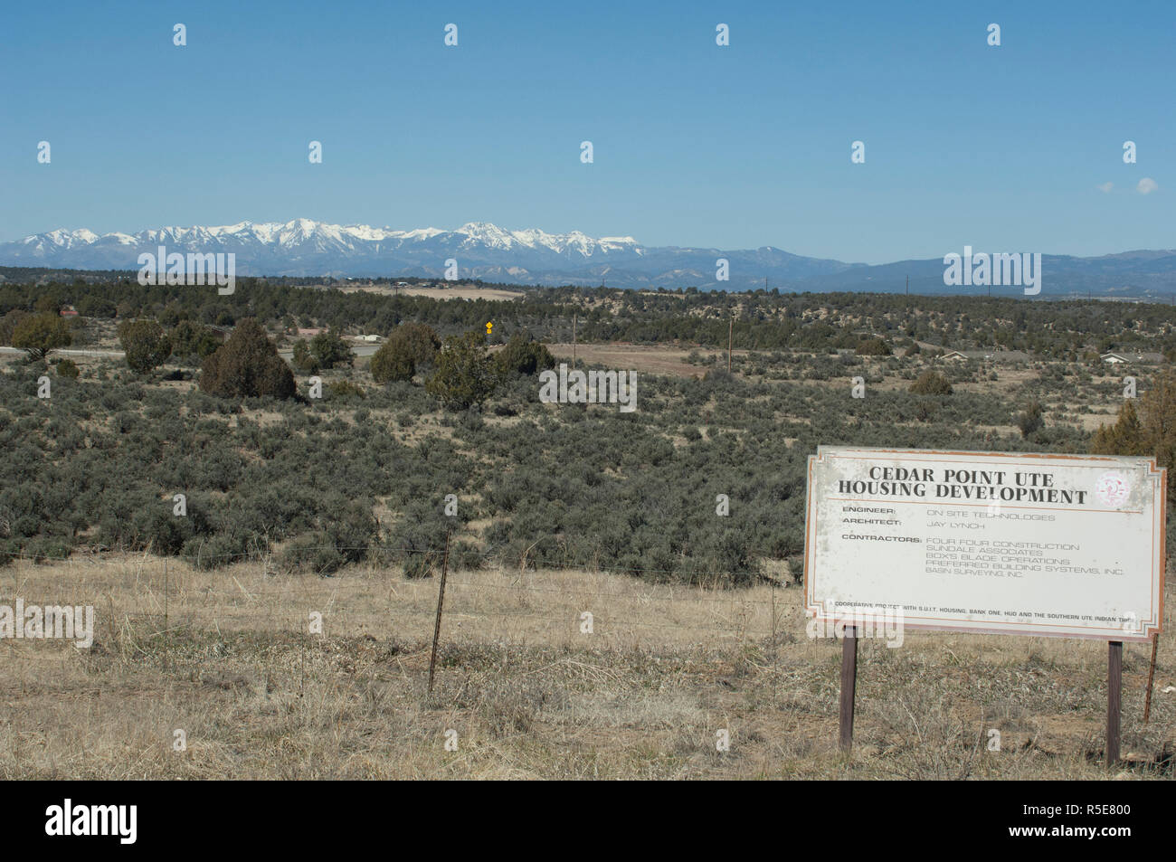 Tribal housing development in view of the San Juan Range, Southern Ute Reservation, Ignacio, Colorado. Digital photograph Stock Photo