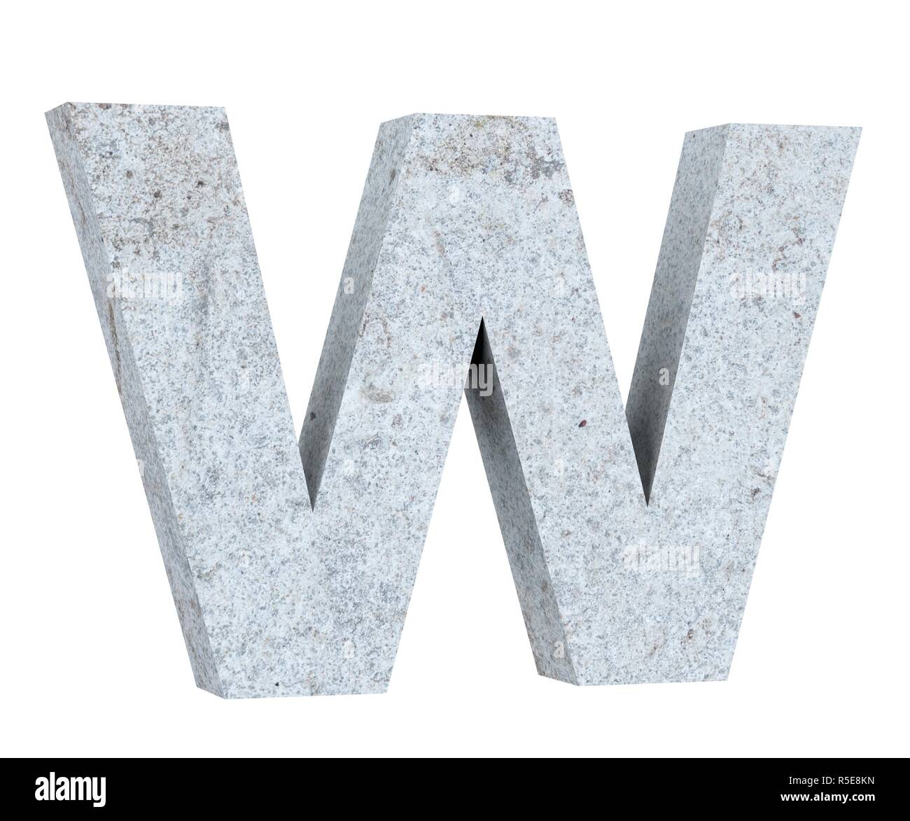 Concrete Capital Letter - W isolated on white background. 3D render ...