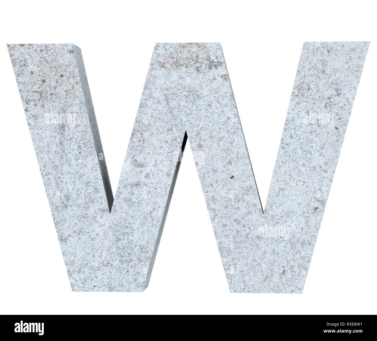 Concrete Capital Letter - W isolated on white background. 3D render ...