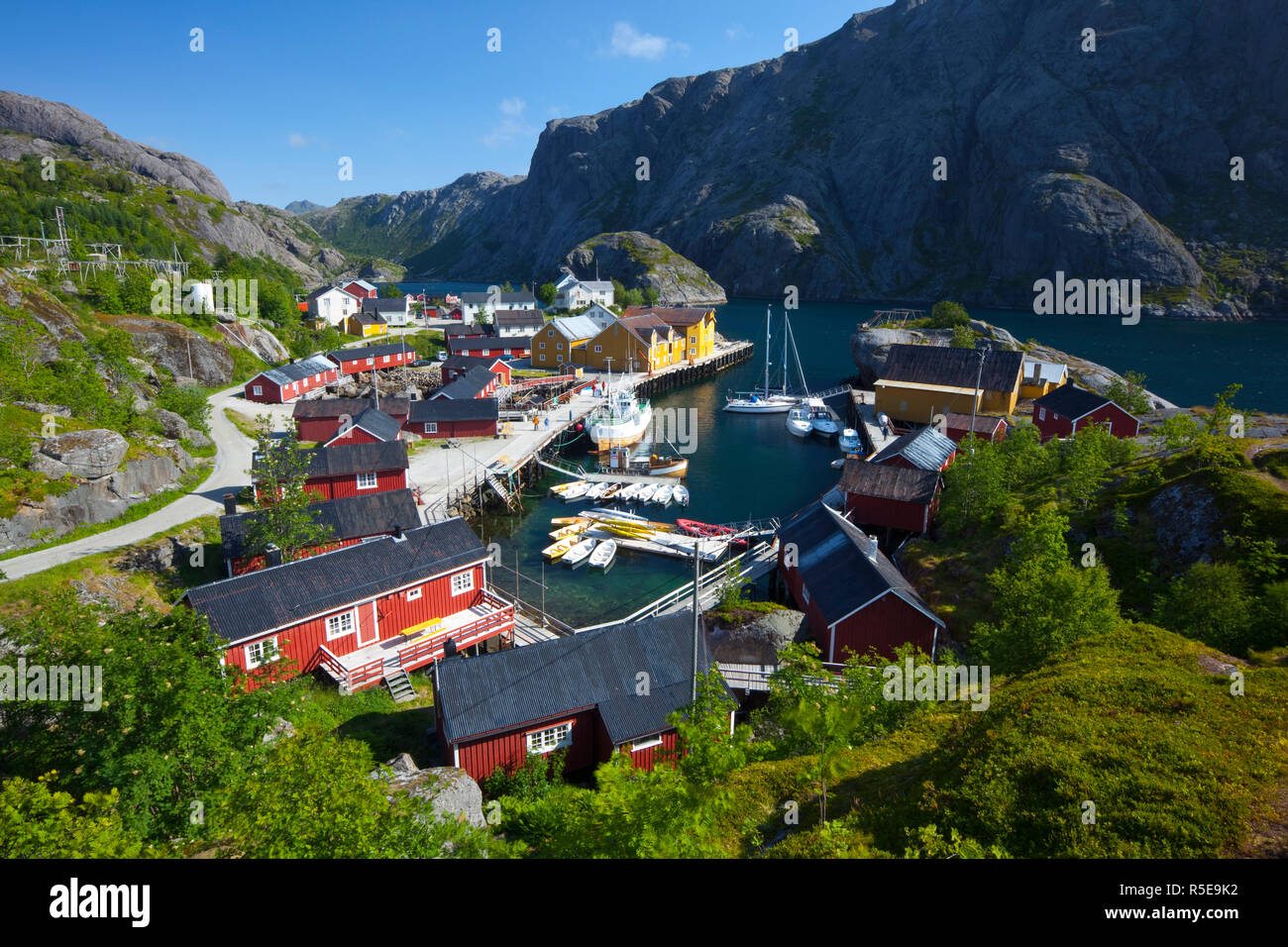 The idyllic fishing village of Nusfjord, Flakstadoy, Lofoten Islands, Nordland, Norway Stock Photo