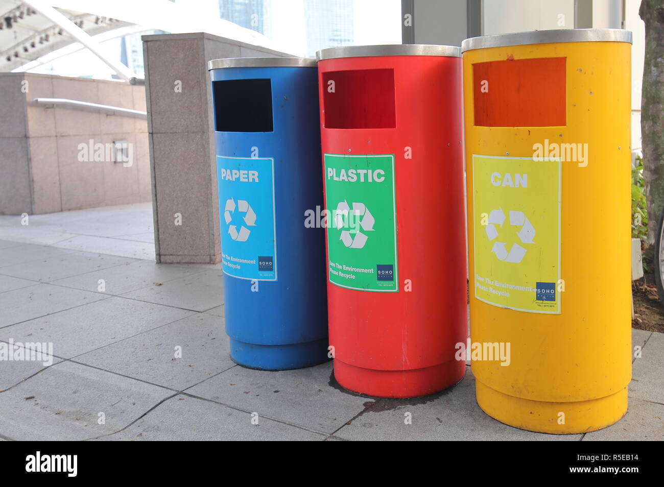 Public rubbish bin in Singapore Stock Photo Alamy