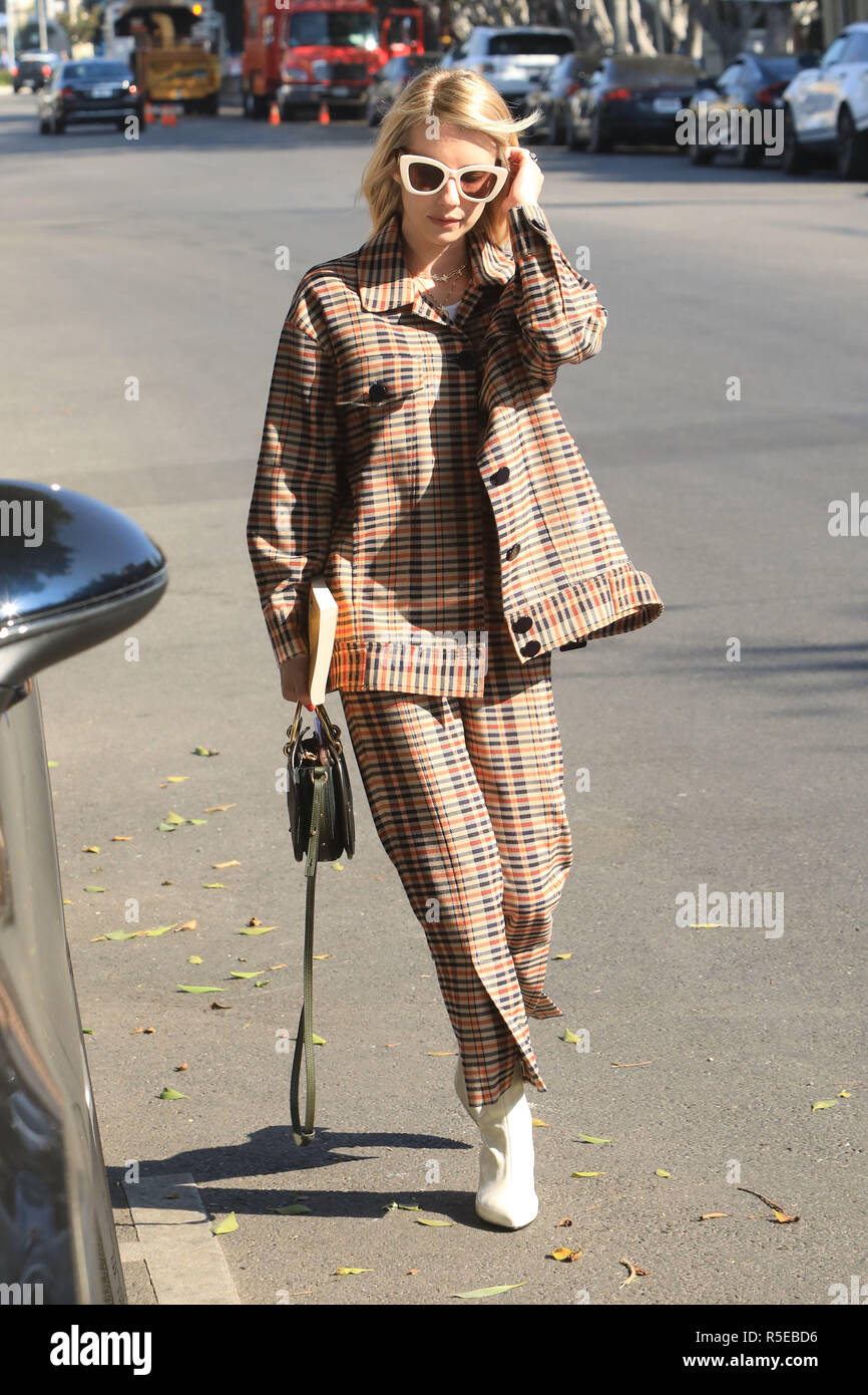 Emma Roberts steps out in a plaid suit and go-go boots Featuring: Emma  Roberts Where: West Hollywood, California, United States When: 30 Oct 2018  Credit: WENN.com Stock Photo - Alamy