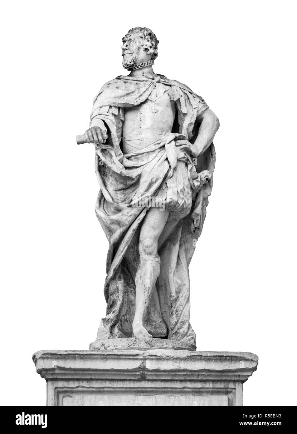 Statue of James 1st on the Temple Bar gateway which is now in Paternoster Square, London Stock Photo