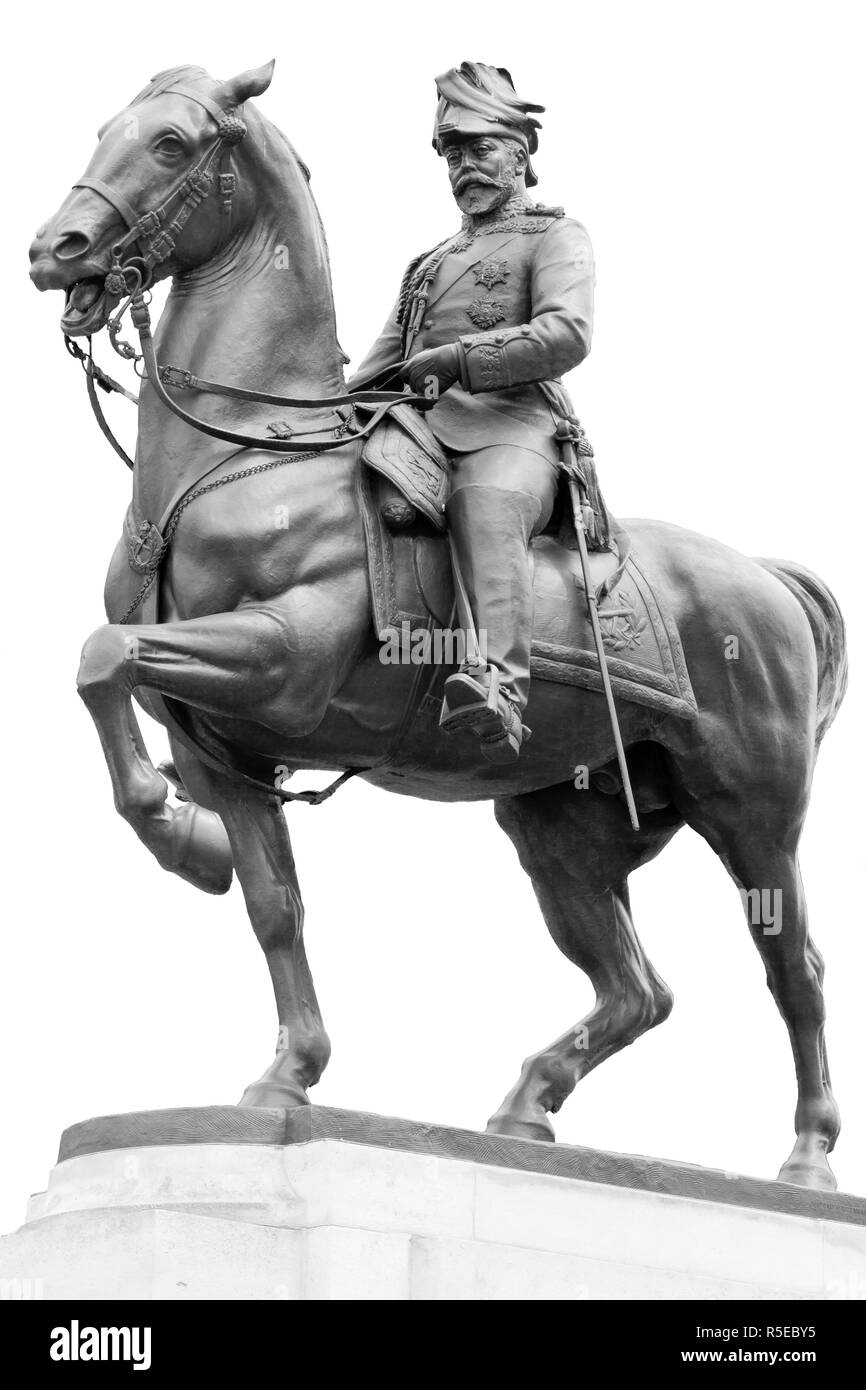 Equestrian statue of King Edward 7th in Waterloo Place, Westminster,London,UK Stock Photo