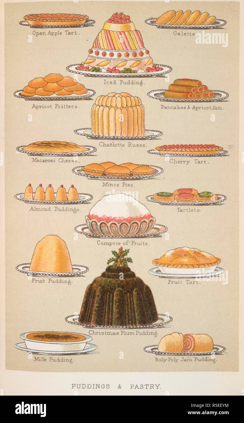 Puddings & pastry. Sweet dishes Open apple tart; Iced pudding; Galette