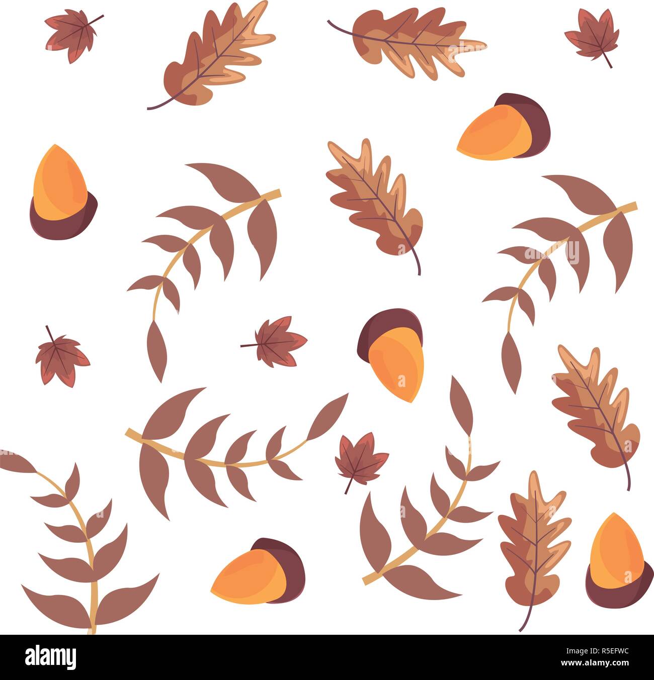 acorns and leaves decoration background vector illustration Stock ...