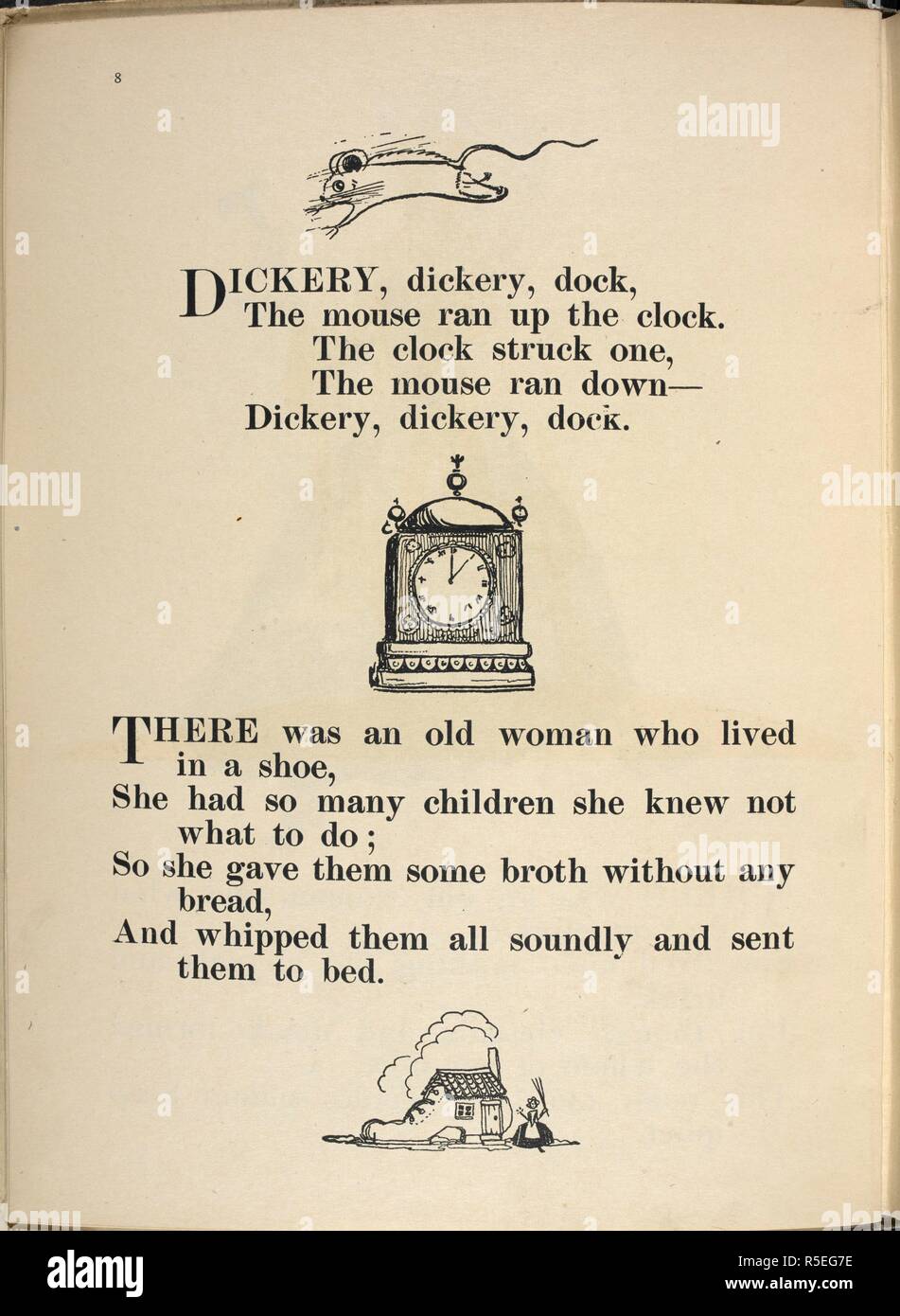 Dickery, dickery dock, the mouse ran up the clock.'. Nursery