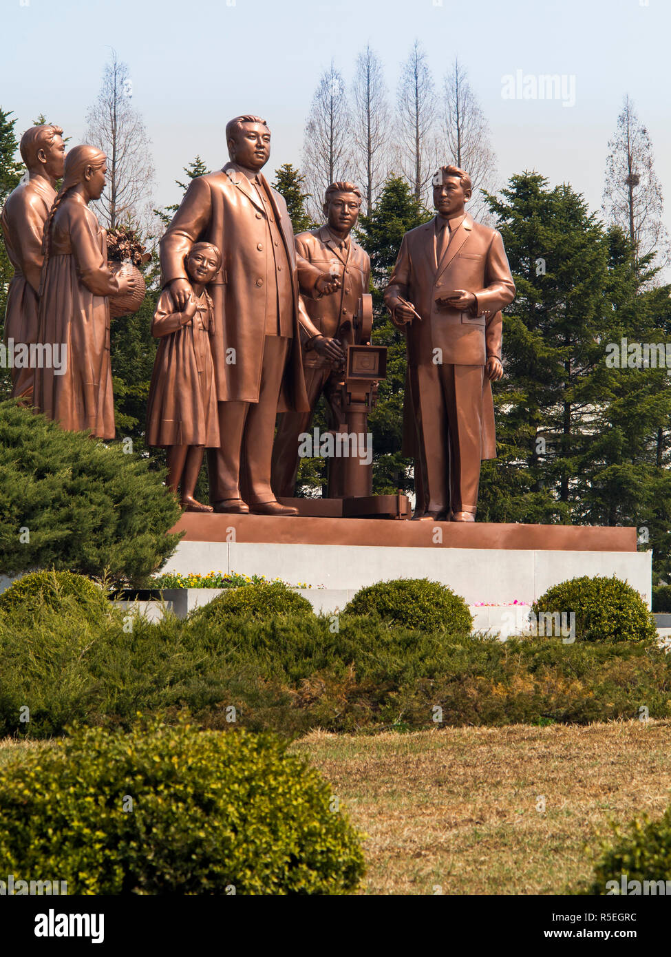 Democratic Peoples's Republic of Korea (DPRK), North Korea, Pyongyang, Pyongyang Film Studios, Statue of Kim Il Sung directing productions Stock Photo