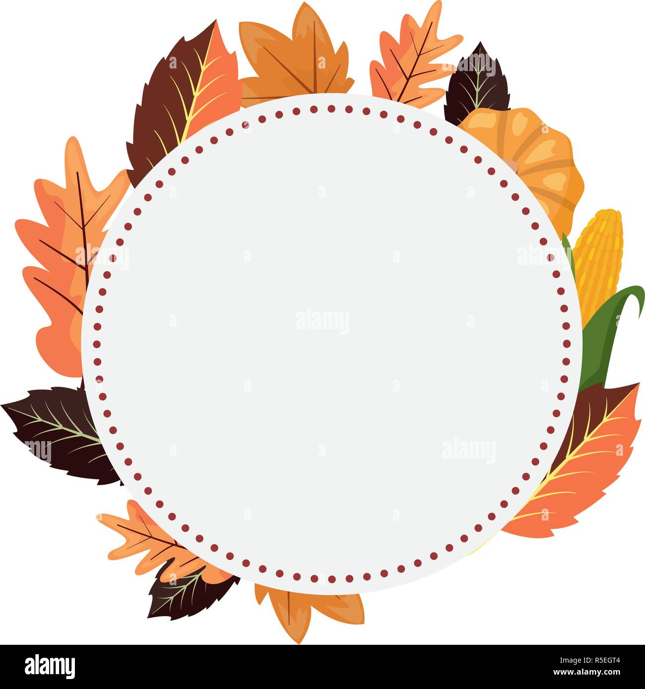 leaves nature autumn label sticker vector illustration Stock Vector ...
