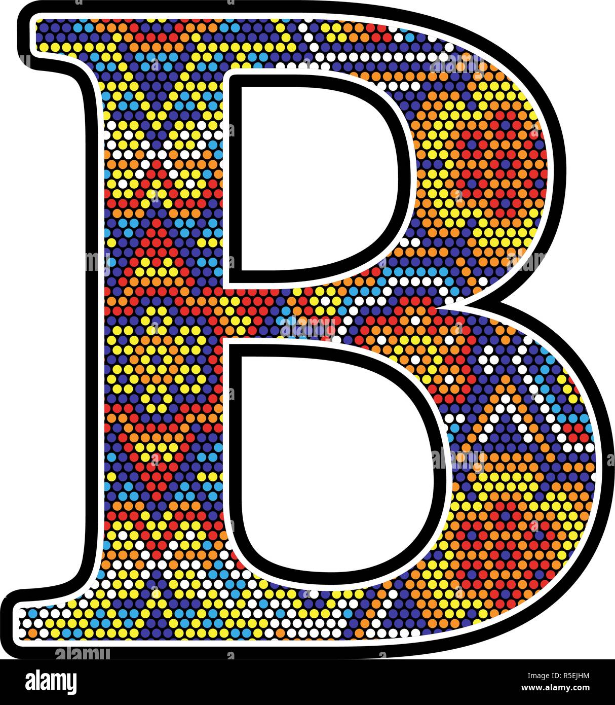 initial b with colorful dots abstract design with mexican huichol art