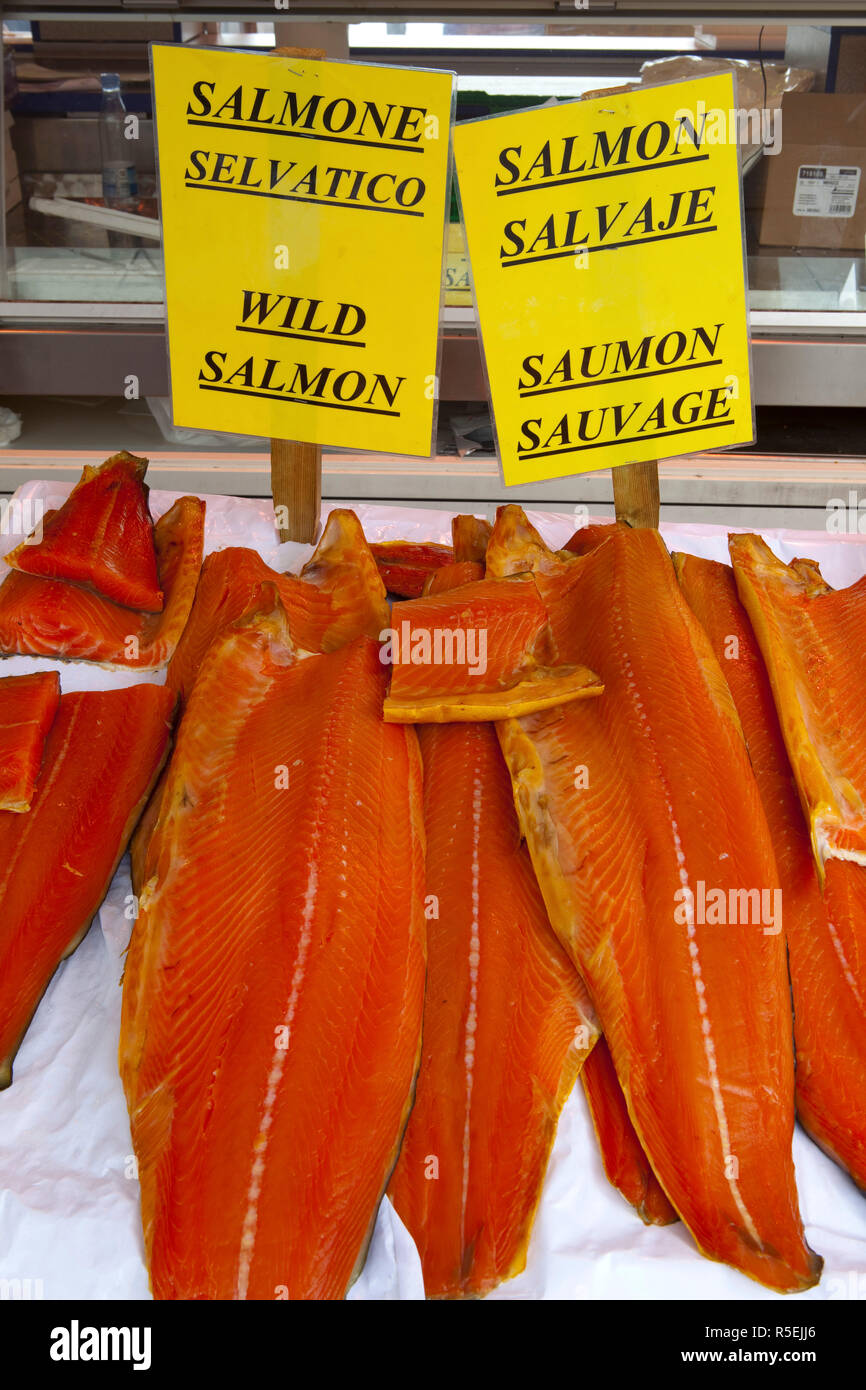Fresh Wild Salmon on sale in Bergen's famous Fish Market, Bergen