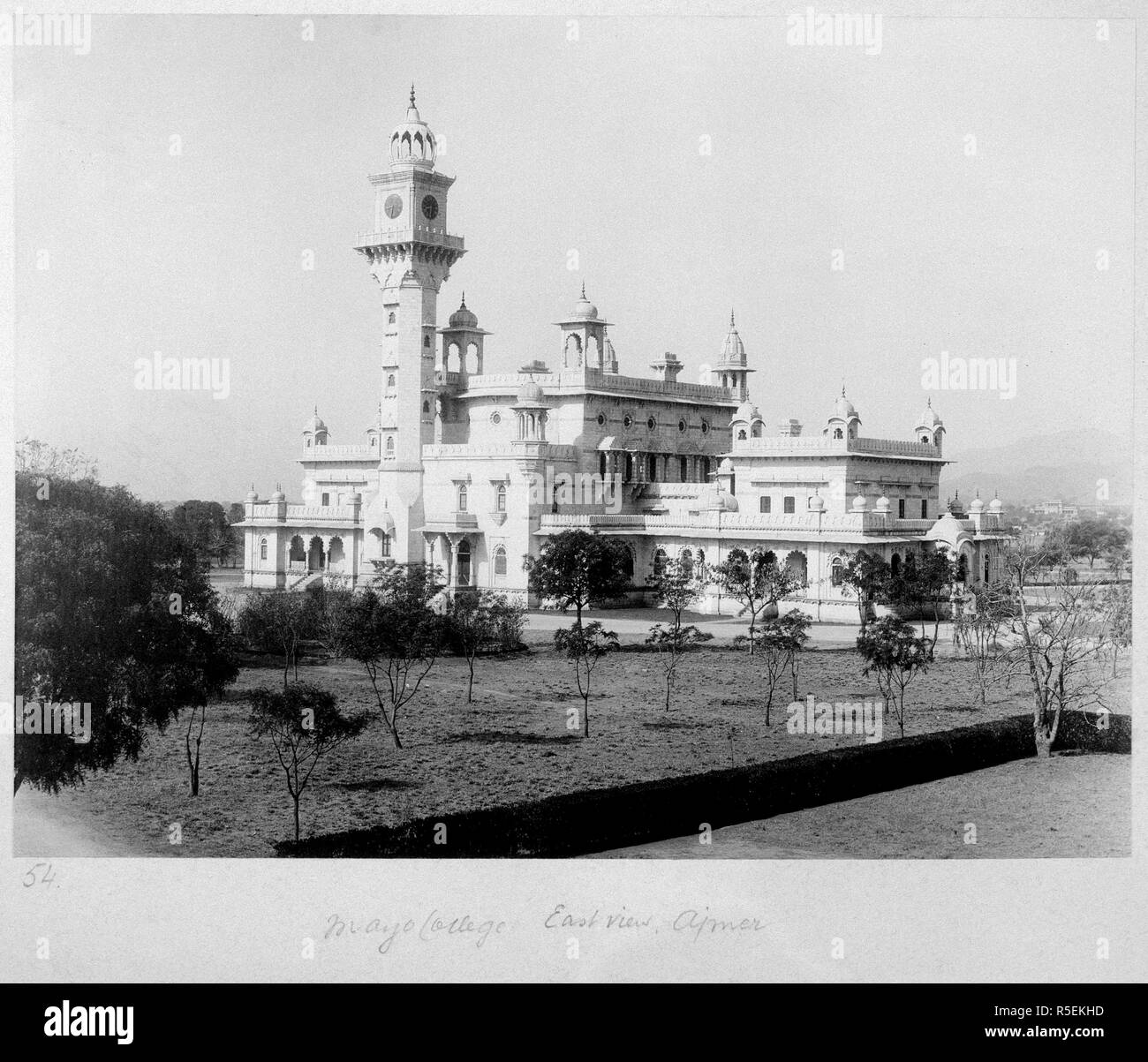 Photograph of Tower of Victory, Chitor Fort. Curzon Collection: 'His Excellency the Viceroy's tour in Rajputana, November, 1902. c. 1902. Source: Photo 430/20/(88). Author: Herzog and Higgins. Stock Photo
