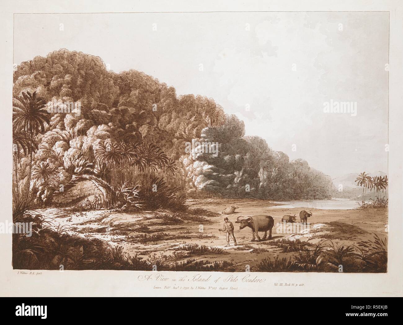 A view in the island of Pulo Condore. Landscape with a man walking 