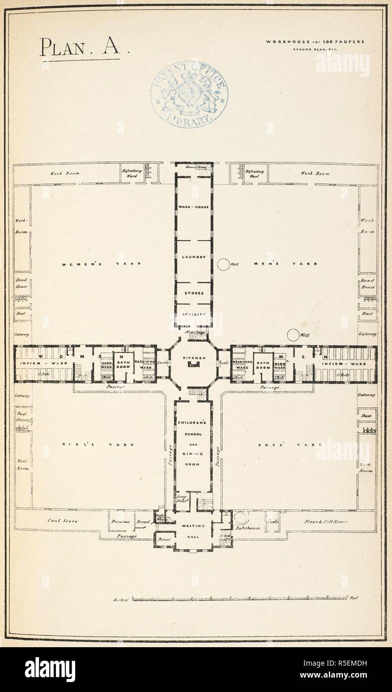 A plan or design for a workhouse. Knight's guide to the arrangement and ...