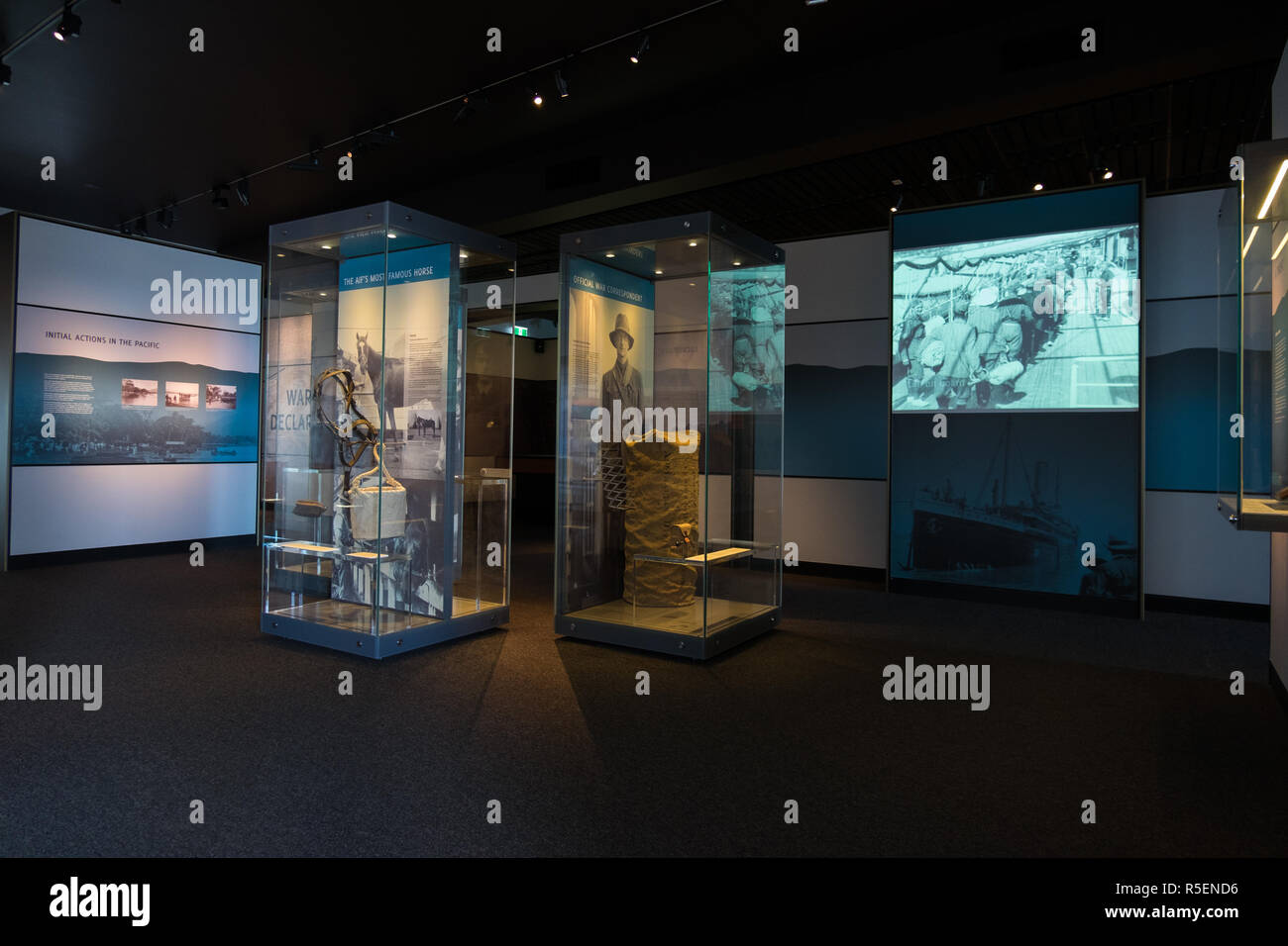 At the ANZAC center in Albany, Western Australia. The museum examines the role of the Australian and New Zealand Armies in WWI and the convoys that to Stock Photo