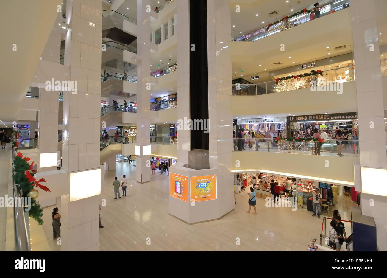 People visit Lucky Plaza shopping mall in Orchard road Singapore Stock