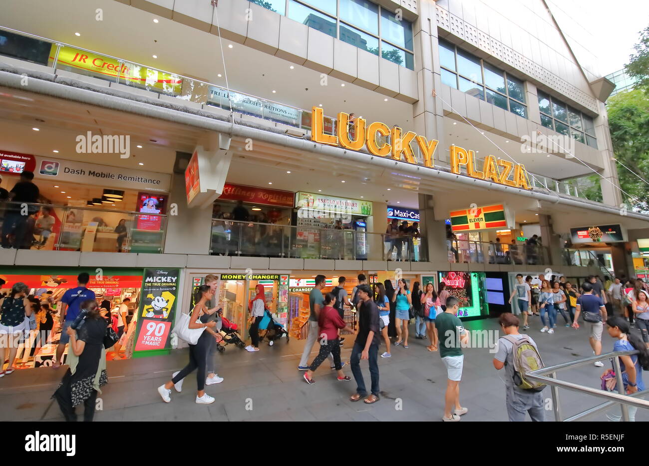 People visit Lucky Plaza shopping mall in Orchard road Singapore Stock