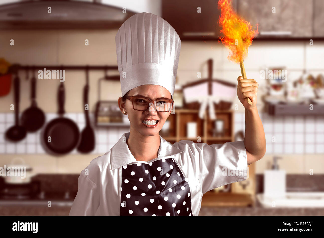 Young Woman Chef Angry Stock Photo Alamy