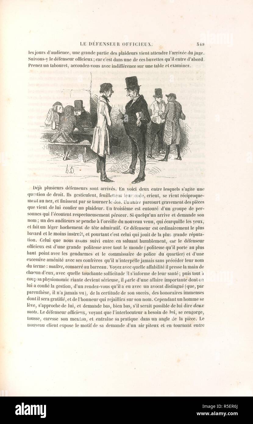 Public council for the defence. Les FranÃ§ais peints par eux-mÃªmes. Paris, 1840. Source: 1457.k.8-15, opposite 349. Language: French. Author: Gavarni, pseud. [i. e. Guillaume Sulpice Chevallier]. DAUMIER. Stock Photo