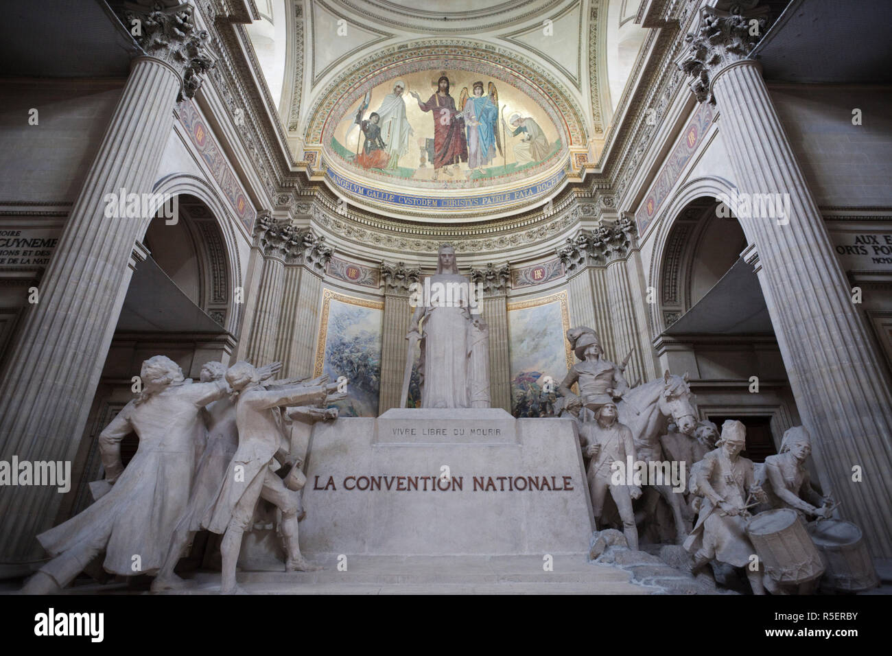 France, Paris, The Pantheon, La Convention Nationale Statue Stock Photo
