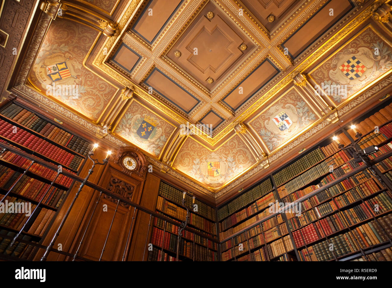 France, Ile-de-France, Chantilly, Chateau de Chantilly, The Library Room Stock Photo
