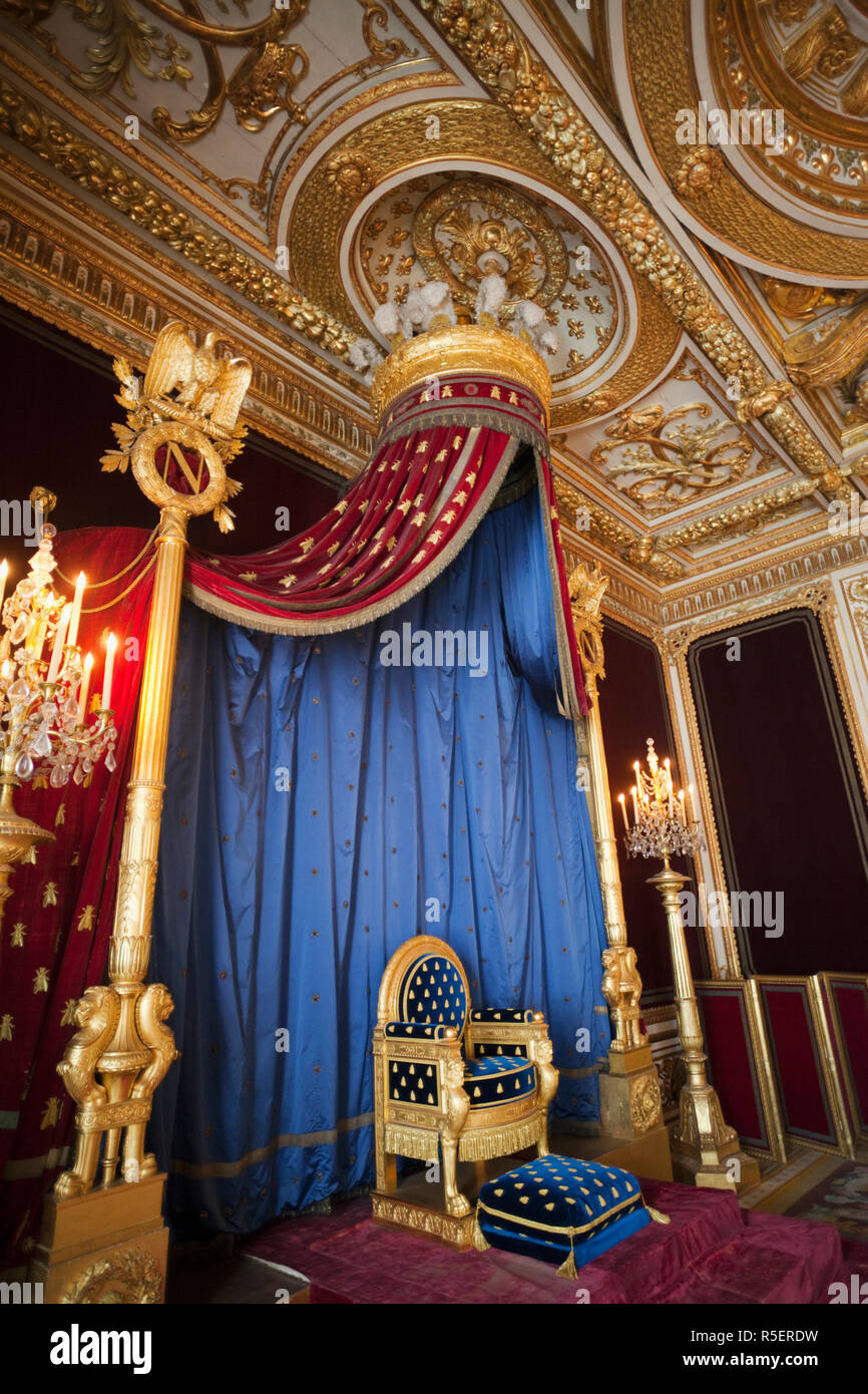 France, Ile-de-France, Fontainebleau, Chateau de Fontainebleau, The Throne Room Stock Photo