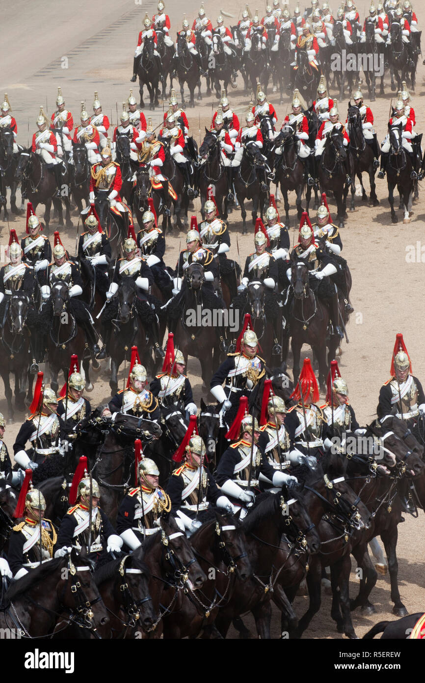 UK, England, London, The Blues and Royals at the Trooping the Colour Ceremony at Horse Guards Parade Whitehall Stock Photo
