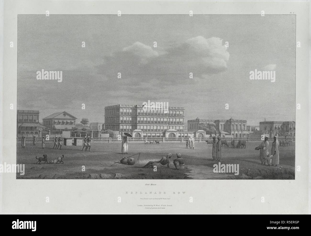 Esplanade Row. Club House. Calcutta. Lithograph. Esplanade Row. Club