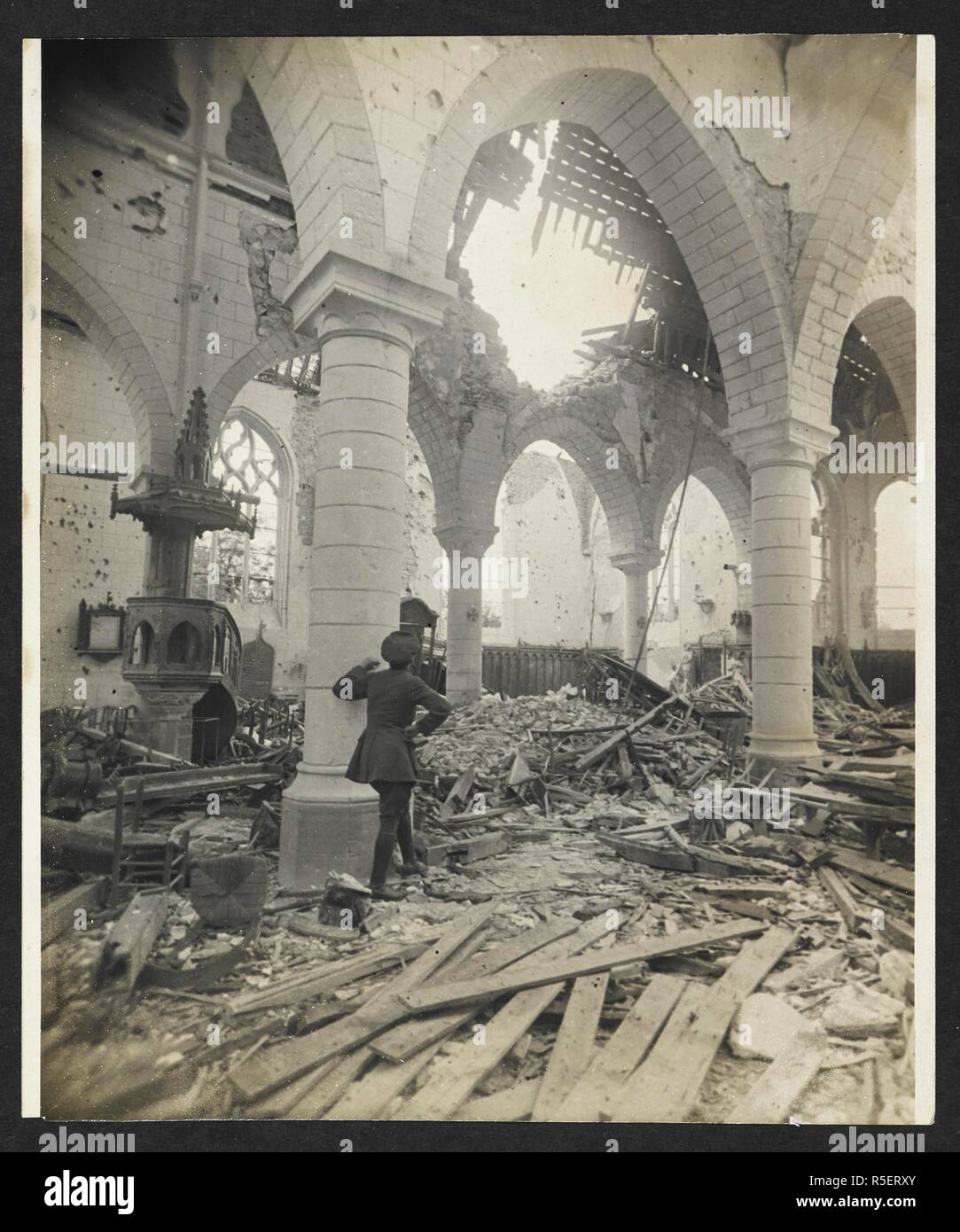 WW1 1915 german photo interior of church Poelkapelle Belgium WW1 1915 german photo interior of church Poelkapelle Belgium