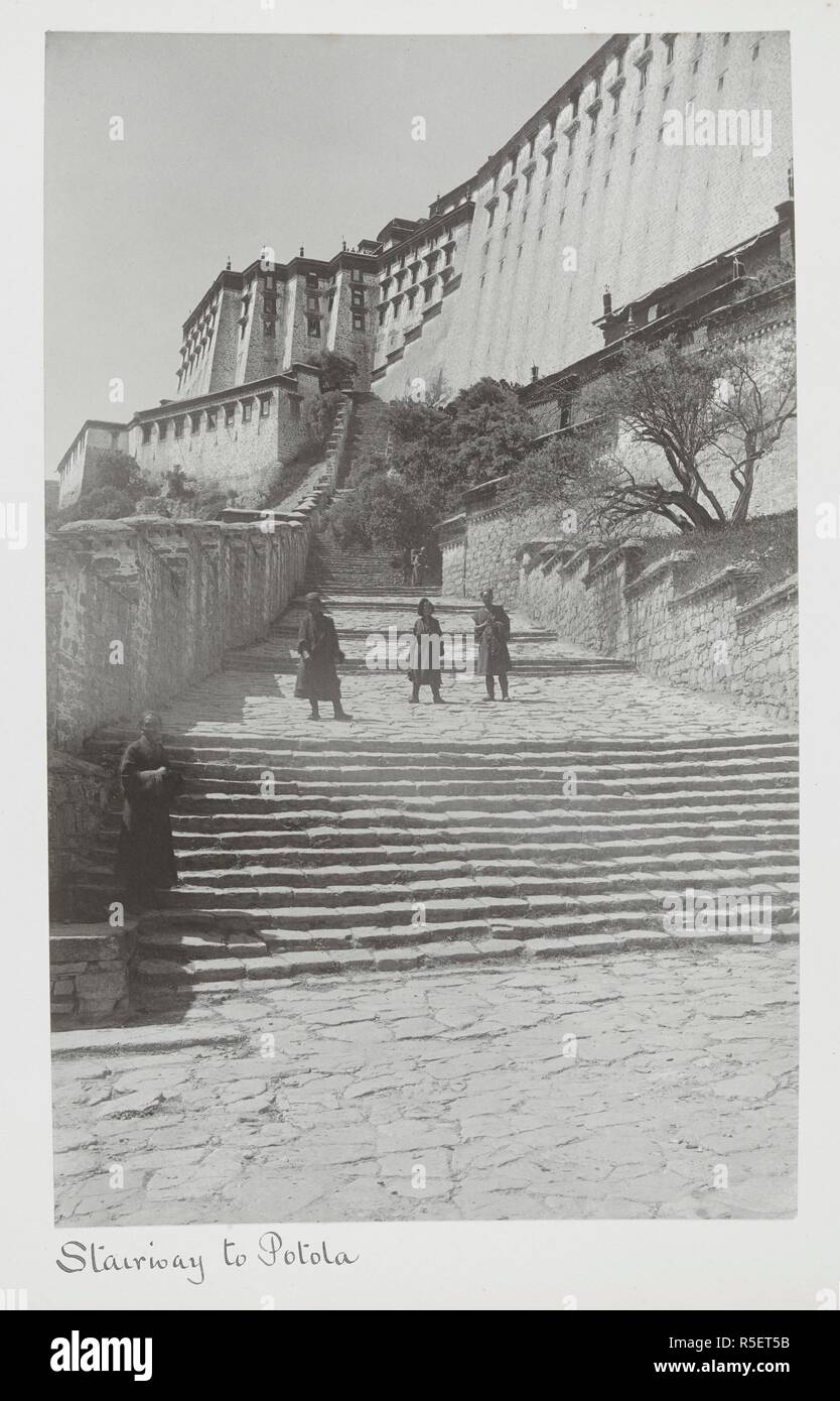 Stairway to Potola, [Lhasa]. 'Tibet'. Curzon collection. c.Aug 1904. 89 prints 295x190mm to 200x1825 Platinum prints. Source: Photo 430/53.(72). Author: White, John Claude. Stock Photo