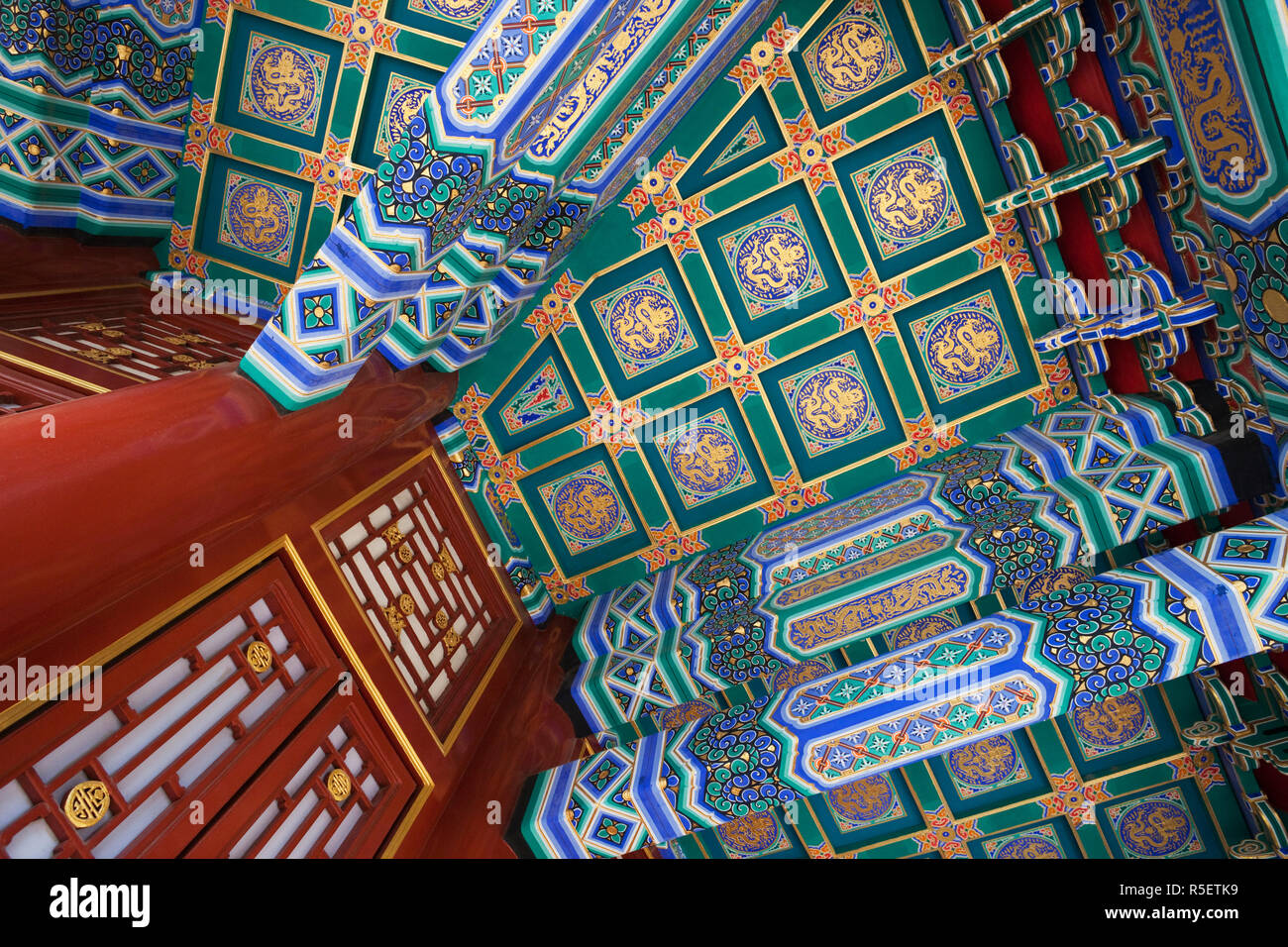 China, Beijing, The Summer Palace, Buddhist Fragrance Pavilion, Roofing Detail Stock Photo