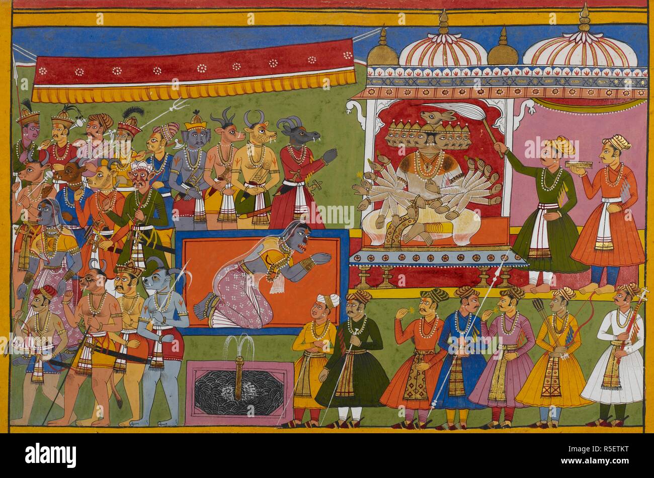 Ravana Is Shown Seated On His Throne In The Palace In Lanka Surrounded Ravana Is Shown Seated On His Throne In The Palace In Lanka Surrounded