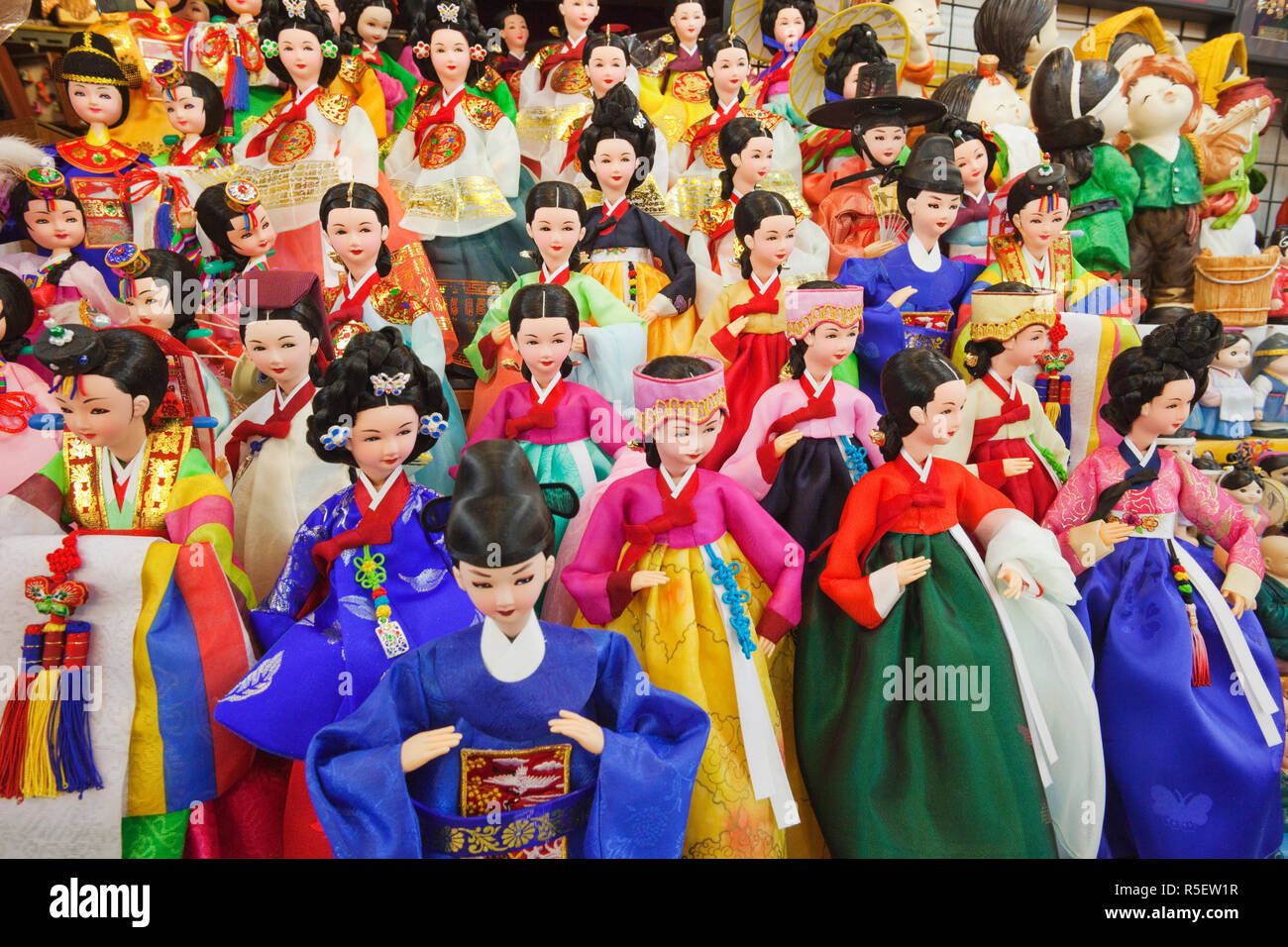 South Korea, Seoul, Namdaemun Market, South Korean Dolls Stock Photo