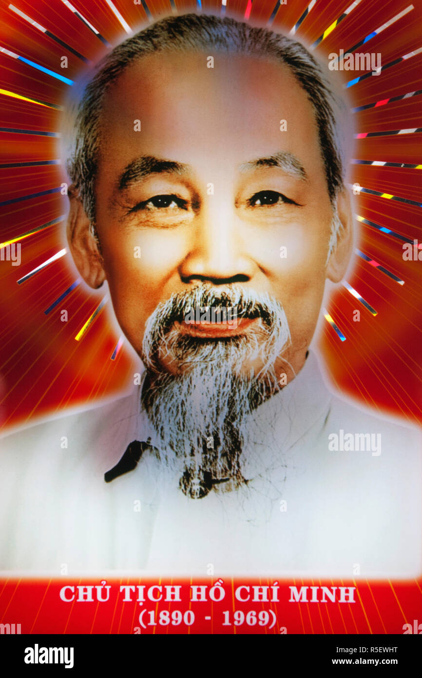 Vietnam, Hanoi, Illuminated Portrait of Ho Chi Minh Stock Photo - Alamy