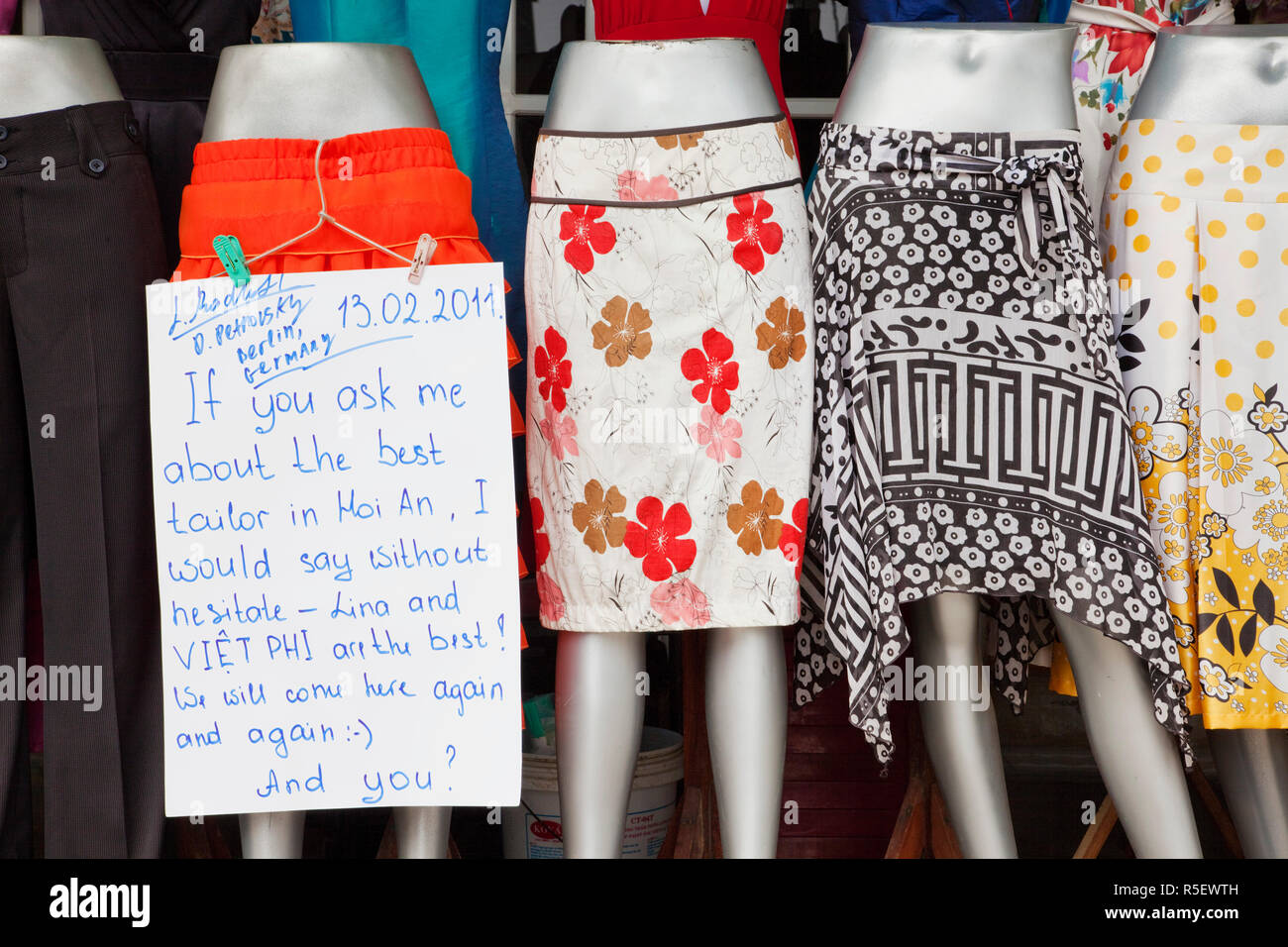Vietnam, Hoi An, The Old Town, Typical Tailors Shop Testimonial Stock