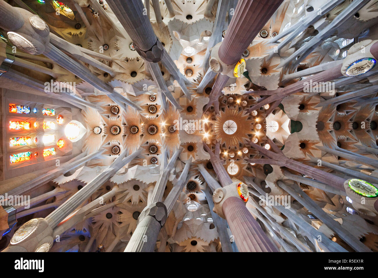 Spain, Barcelona, Sagrada Familia, Interior Stock Photo - Alamy