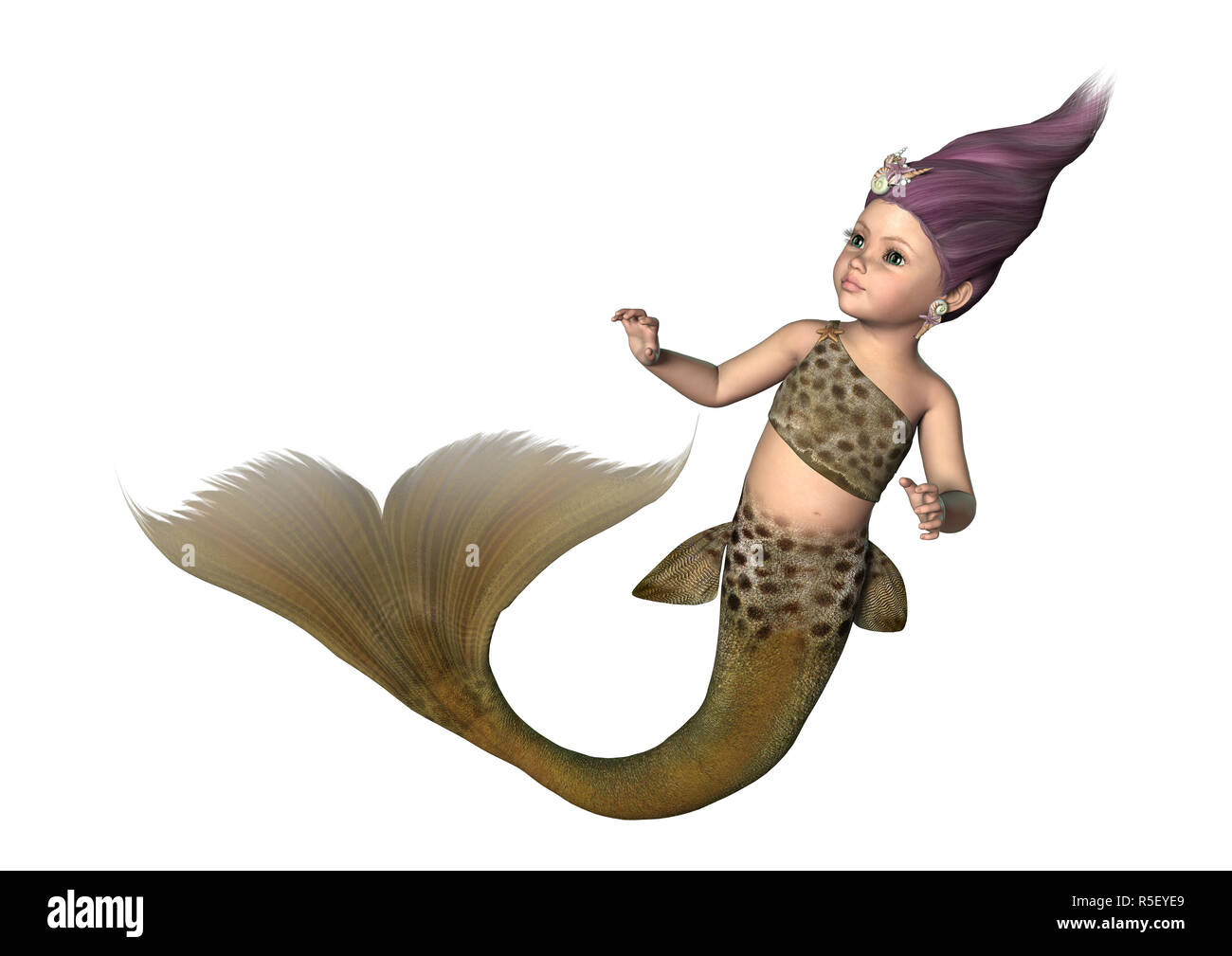 3D Rendering Little Mermaid on White Stock Photo Alamy