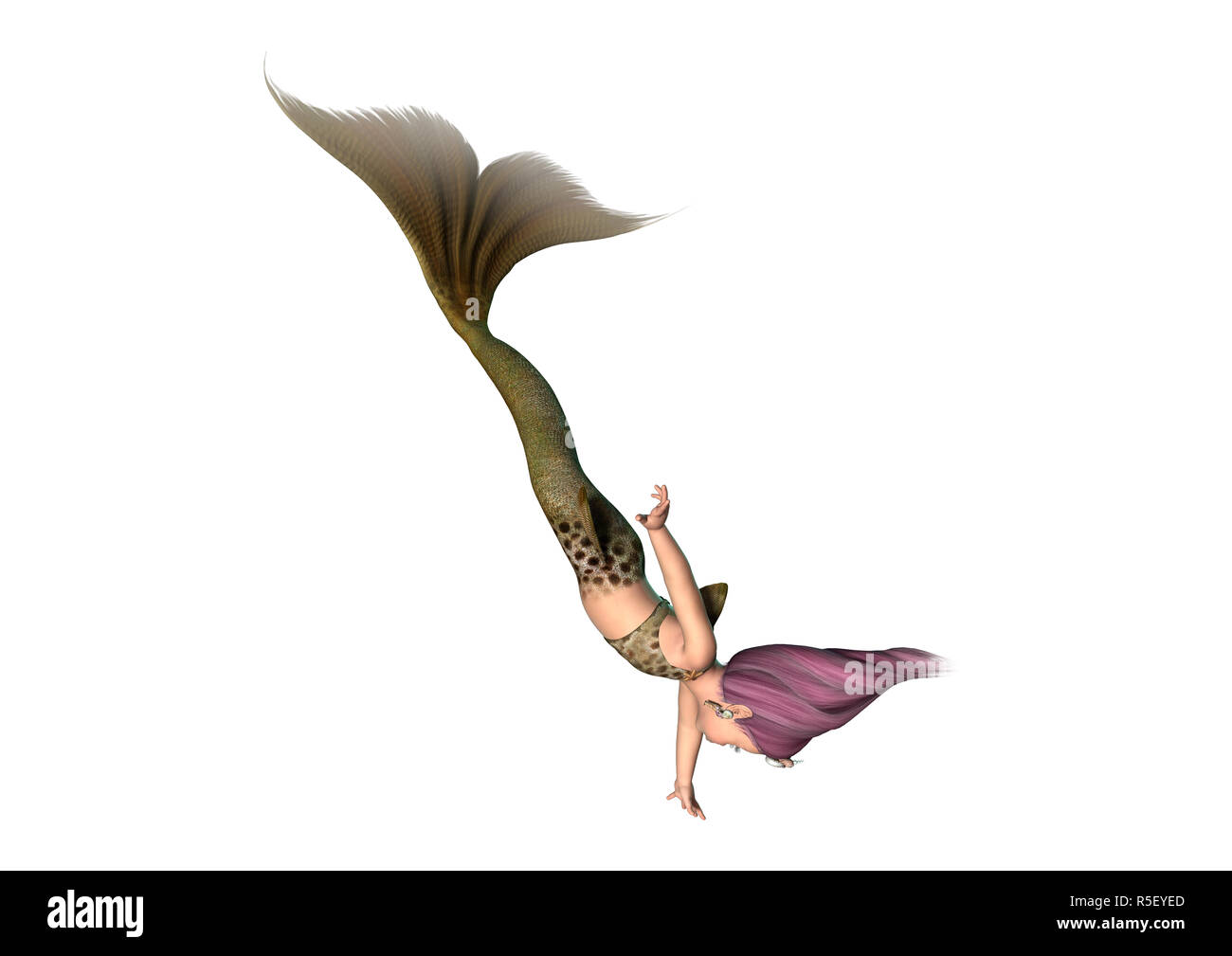 3D Rendering Little Mermaid on White Stock Photo Alamy